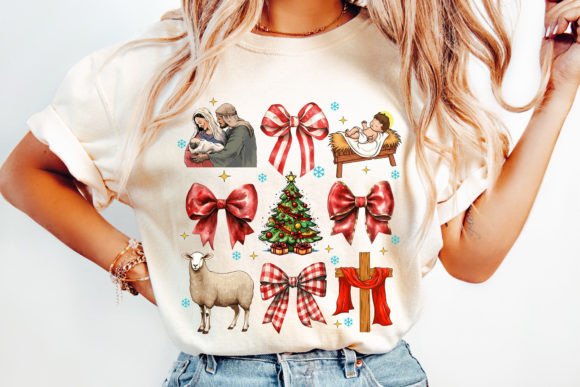 Coquette Jesus Christmas PNG for T-Shirt Designs