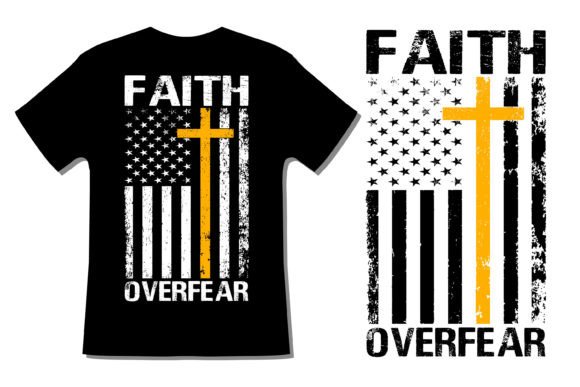 Faith Cross USA Flag Christian Design T-Shirt Designs