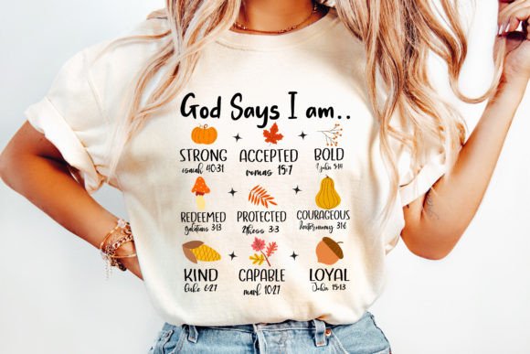 God Says I Am Christian Fall PNG T-Shirt Designs