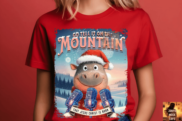 Hippo Christmas Jesus Go Tell It Kid Tee T-Shirt Designs