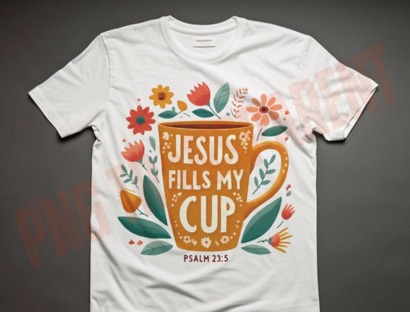 Jesus Fills My Cup PNG, Christian Sub T-Shirt Designs