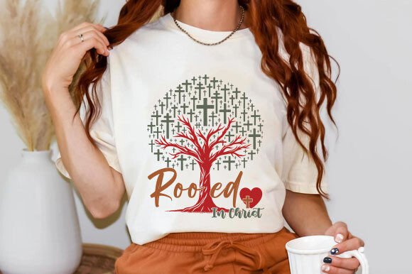 Rooted in Christ SVG Christian PNG for T-Shirt Designs