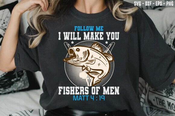 Vintage Fishers of Men Svg, Christian Png T-Shirt Designs